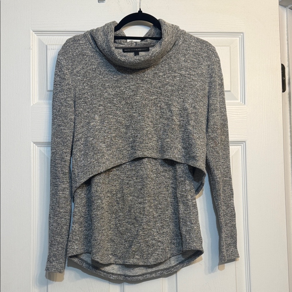 White House Black Market Heathered Gray Metallic Cowl Neck Sweater 2 pieces